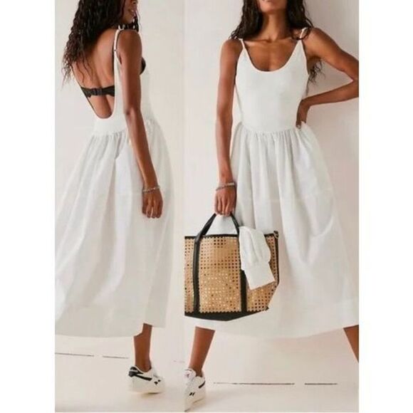Free People Dresses & Skirts - NWOT Free People Dylan Bohemian Scoop Neck Midi Low Back Dress Medium